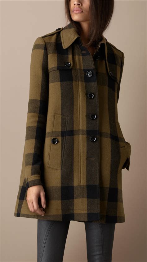 burberry brit plaid coat|Burberry coat with wool collar.